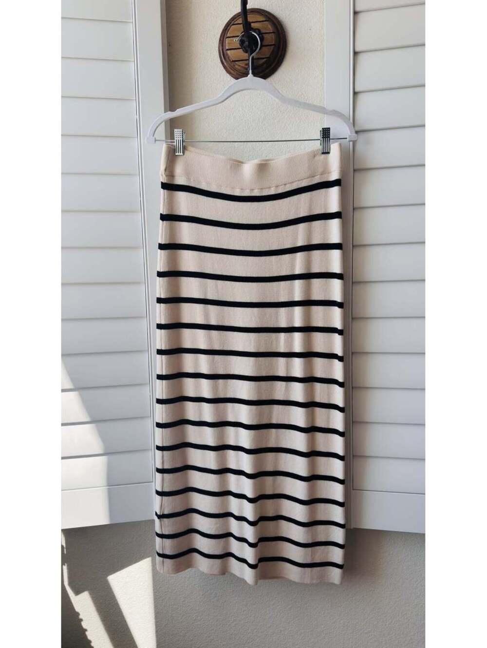 H&M Striped Knit Column Midi Skirt Size M